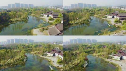 杭州上城区皋亭山桃园景区春航拍高清在线视频素材下载