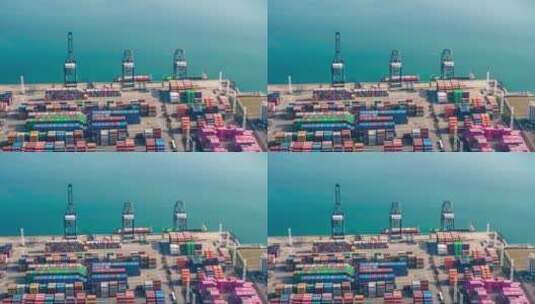 深圳盐田港码头集装箱港口航拍延时摄影高清在线视频素材下载