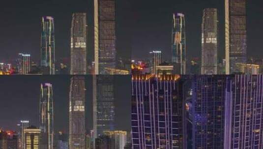 长沙夜景长沙IFS国金中心市区高楼大厦航高清在线视频素材下载