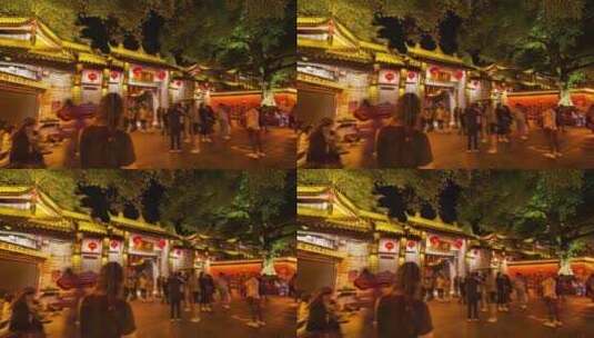 成都锦里古街夜景大门入口移动延时摄影高清在线视频素材下载