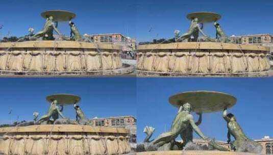 马耳他瓦莱塔三海神喷泉高清在线视频素材下载
