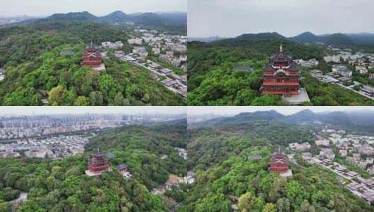杭州西湖城隍阁景区航拍高清在线视频素材下载