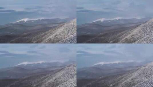 在白雪覆盖的山坡上移动薄雾高清在线视频素材下载