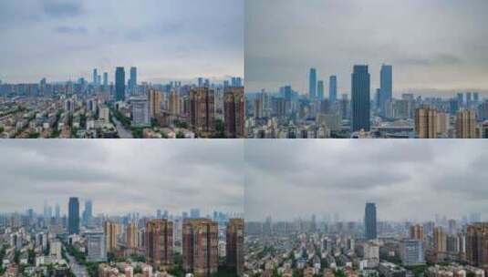 湖南长沙城市大景延时高楼建筑群阴天高清在线视频素材下载