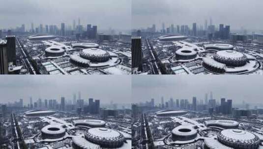 济南奥体雪景高清在线视频素材下载