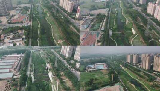 北京昌平东沙河西桥航拍视频合集高清在线视频素材下载