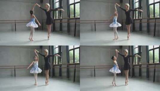 两个人练习芭蕾舞高清在线视频素材下载