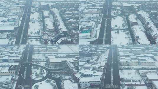 航拍雪景公路高清在线视频素材下载