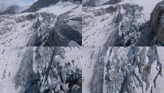 壮丽雪山景象岩石与积雪相间的风光高清在线视频素材下载