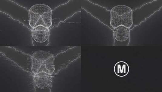 黑暗骷髅头故障LOGO开场AE模板高清AE视频素材下载