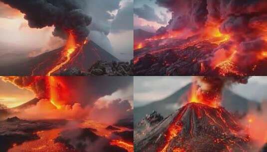 末日活火山爆发喷发岩浆自然灾害ai素材原高清在线视频素材下载