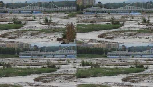 实拍暴雨后洪水 山洪  泥石流高清在线视频素材下载