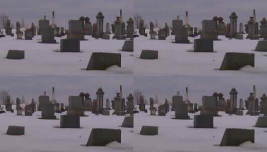雪地里的传统墓地高清在线视频素材下载