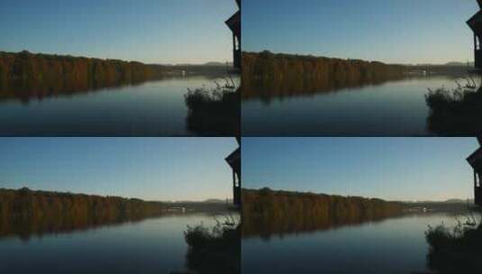 森林秋色在湖面上的反射高清在线视频素材下载