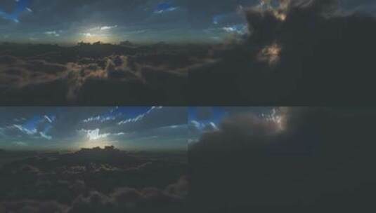 在天空的两层云之间飞翔高清在线视频素材下载