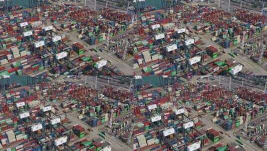香港货柜港鸟瞰图高清在线视频素材下载