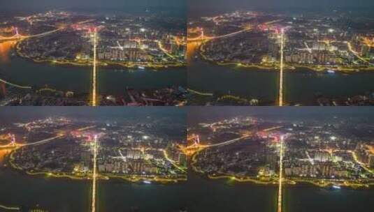广西贵港城市夜景航拍高清在线视频素材下载