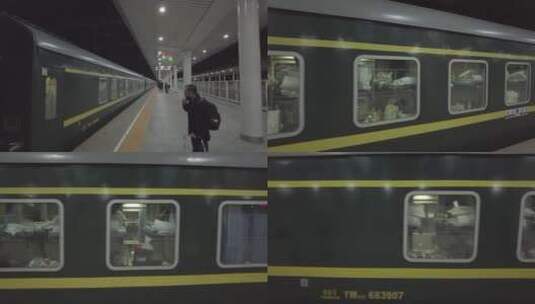 乘坐火车进站乘车游客上车4K实拍高清在线视频素材下载