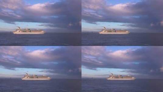 一艘游轮驶过公海高清在线视频素材下载