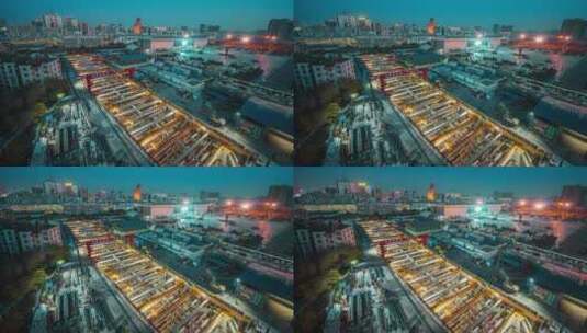 郑州地铁十号线施工现场夜景延时摄影高清在线视频素材下载