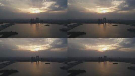苏州金鸡湖景区4K航拍原素材高清在线视频素材下载