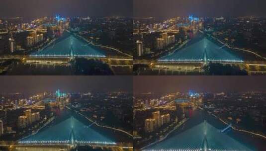 4K航拍福建福州三县洲大桥夜景移动延时高清在线视频素材下载