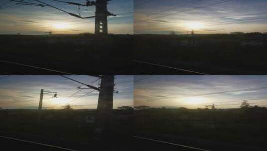 实拍 火车 窗外 夕阳 晚霞 旅途高清在线视频素材下载