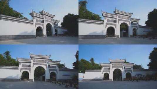 深圳观澜版画村穿越大门牌坊高清在线视频素材下载