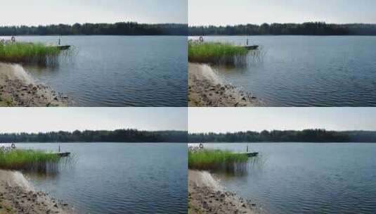 湖中的小码头高清在线视频素材下载