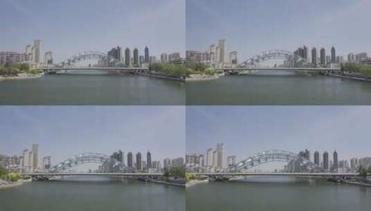 直沽桥航拍 天津海河航拍 天津河东区航拍高清在线视频素材下载