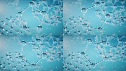蓝色的微观分子3D渲染高清在线视频素材下载