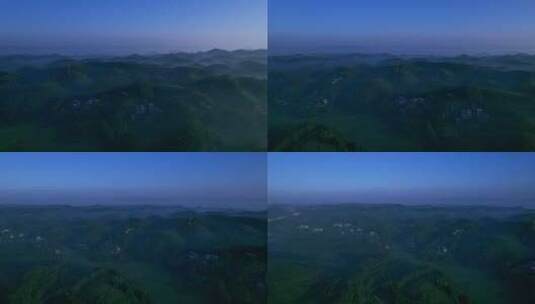 广西南宁乡村丘陵群山连绵晨雾航拍风光高清在线视频素材下载