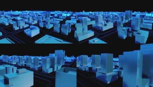 11蓝色科技线框城市动画展示高清在线视频素材下载