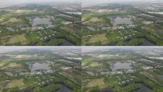 上海崇明区长兴岛郊野公园4K航拍高清在线视频素材下载