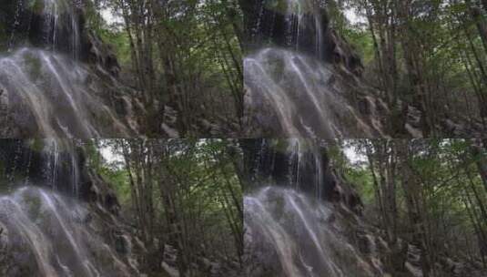 户外山间瀑布流水高清在线视频素材下载