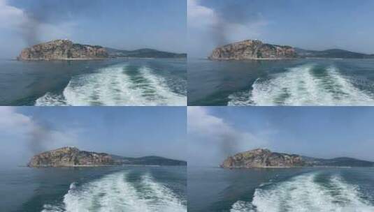 山东蓬莱港口，乘船出海海上游览风光大好高清在线视频素材下载
