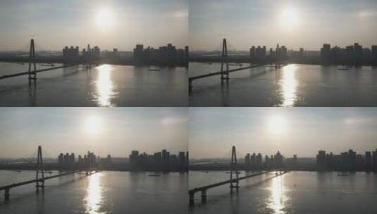 武汉白沙洲长江大桥航拍高清在线视频素材下载
