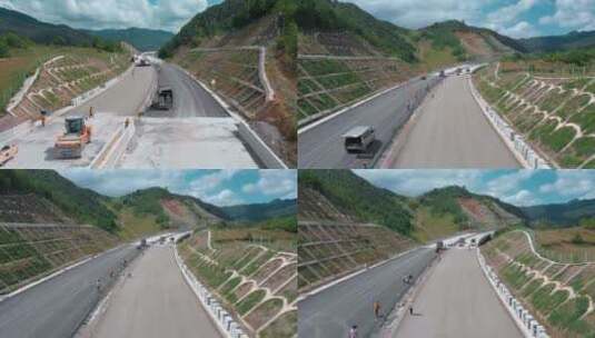 高速公路建设视频高速公路铺设路面高清在线视频素材下载