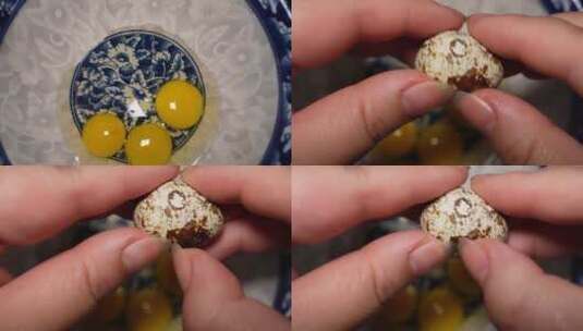 搅打蛋液鹌鹑蛋磕鸡蛋高清在线视频素材下载