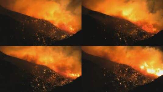 田野起火烧荒荒野野火自然灾害视频素材高清在线视频素材下载