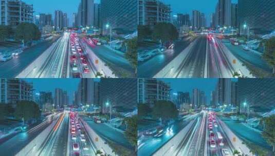 珠江新城CBD城市繁忙车流延时夜景高清在线视频素材下载