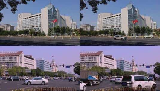 中国银行总部及西长安街部分建筑高清在线视频素材下载