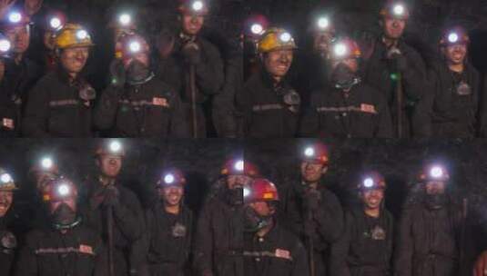 煤矿 矿道 工人微笑高清在线视频素材下载