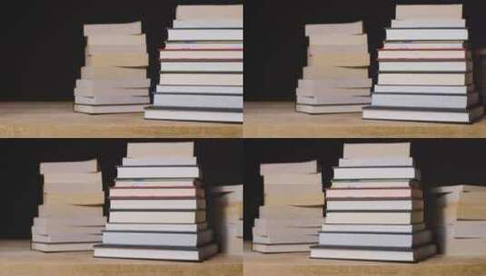 书桌上的书籍特写镜头高清在线视频素材下载