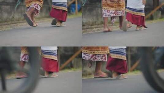 少数民族少女行走脚步高清在线视频素材下载