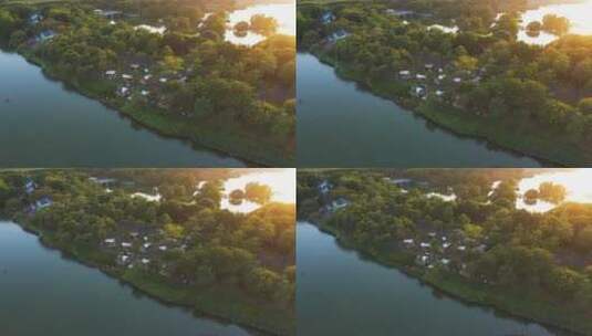 广州海珠湖日落家庭露营高清在线视频素材下载