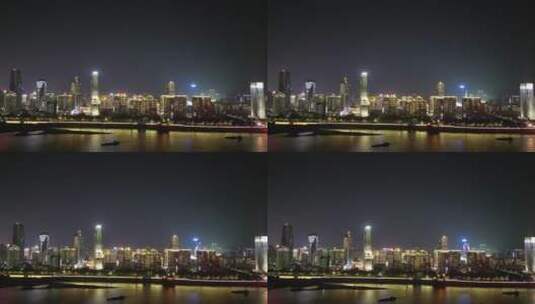 江西南昌红谷滩CBD夜景航拍高清在线视频素材下载