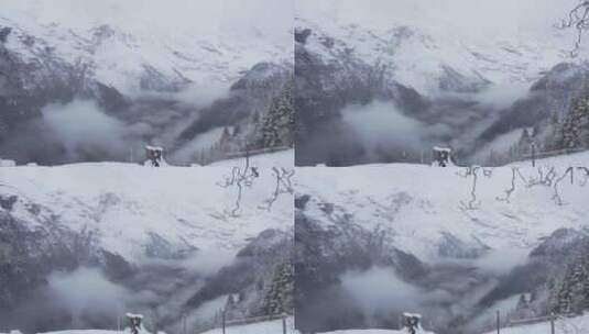 冬天美丽的大自然雪山镜头特写高清在线视频素材下载