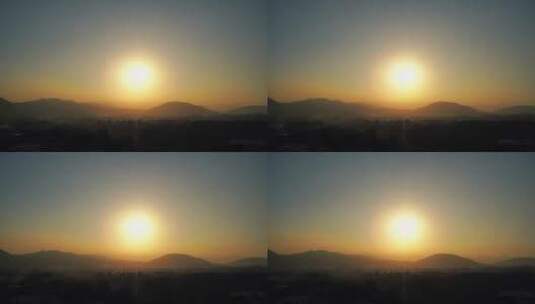 清晨山上日出延时阳光云朵山峰早上太阳光高清在线视频素材下载
