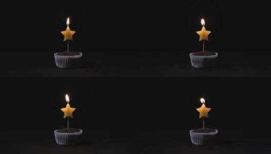 唯美黑色背景星星蜡烛燃烧火焰特写背景素材高清在线视频素材下载